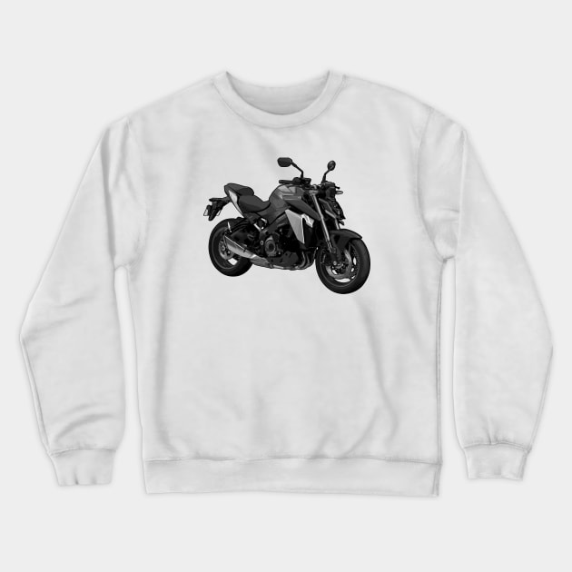 Grey GSX S1000 Bike Illustration Crewneck Sweatshirt by KAM Std